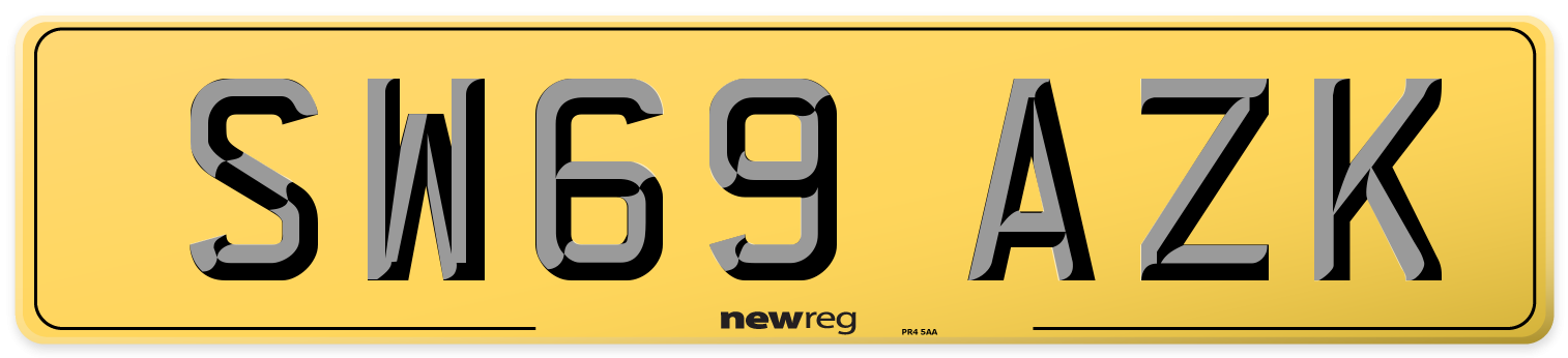 SW69 AZK Rear Number Plate