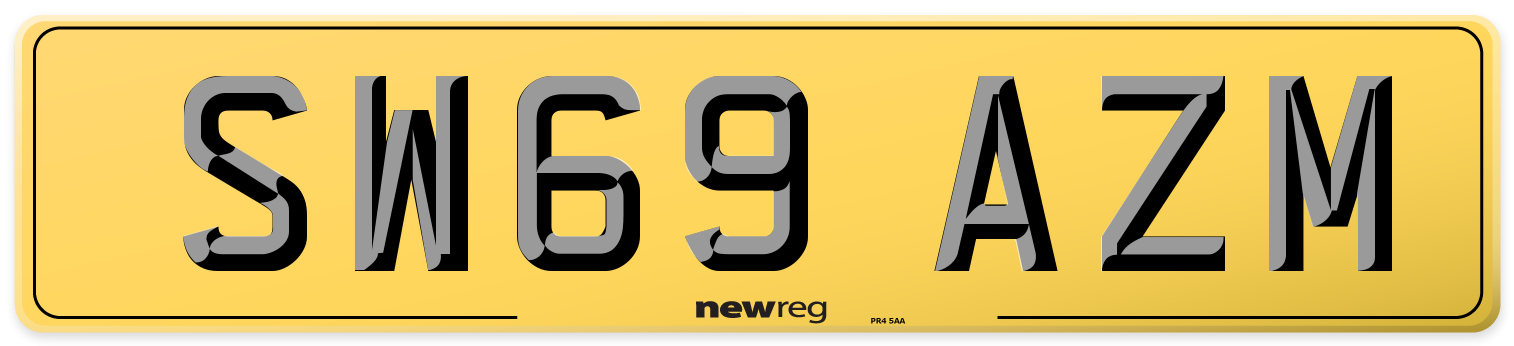 SW69 AZM Rear Number Plate
