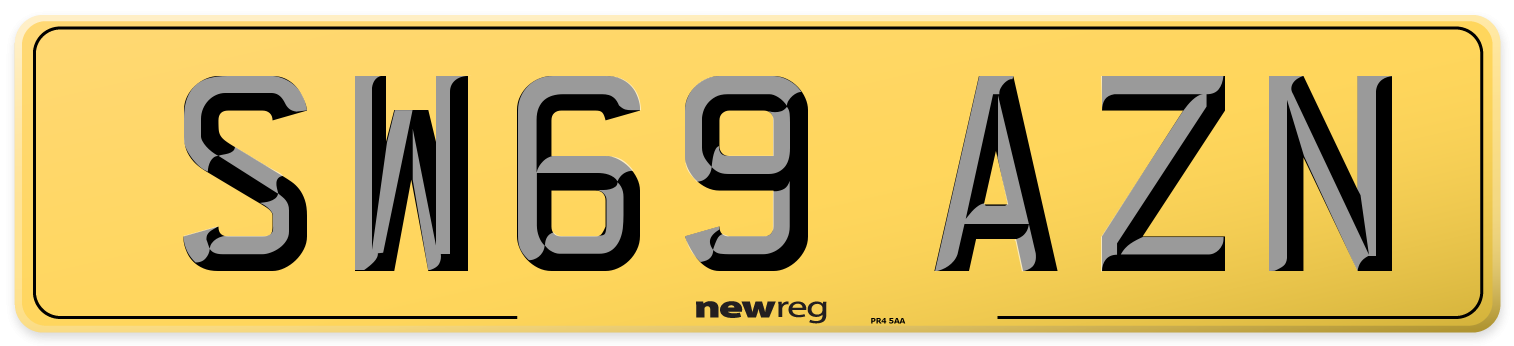 SW69 AZN Rear Number Plate