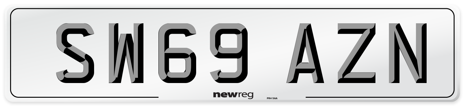 SW69 AZN Front Number Plate