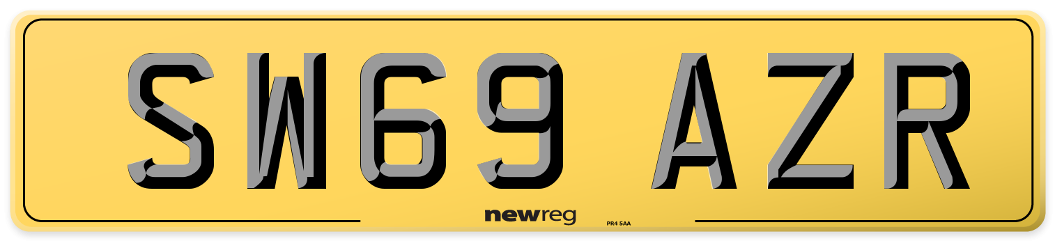 SW69 AZR Rear Number Plate