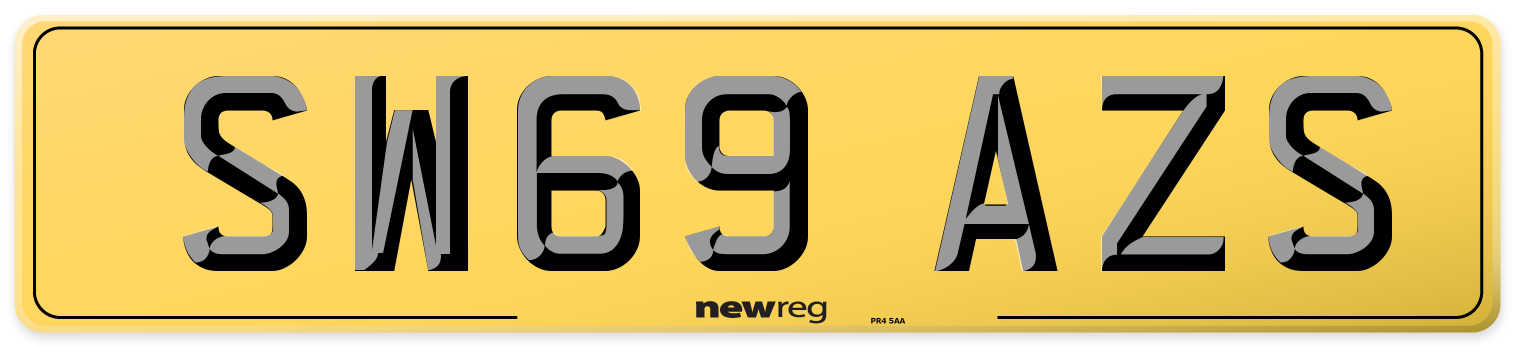SW69 AZS Rear Number Plate
