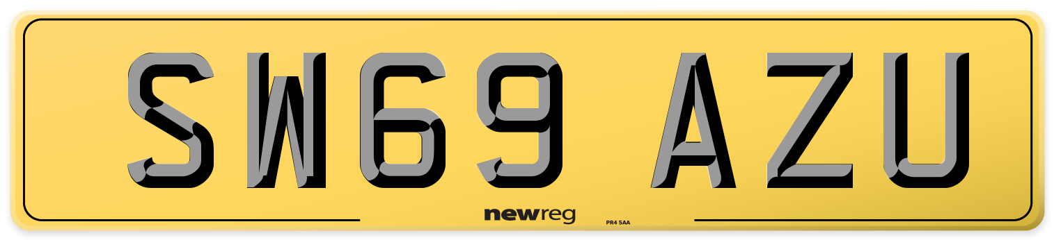 SW69 AZU Rear Number Plate