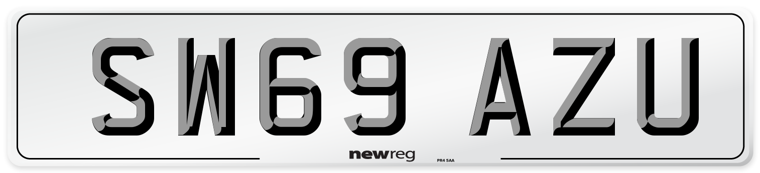 SW69 AZU Front Number Plate