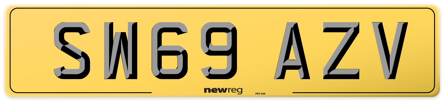 SW69 AZV Rear Number Plate