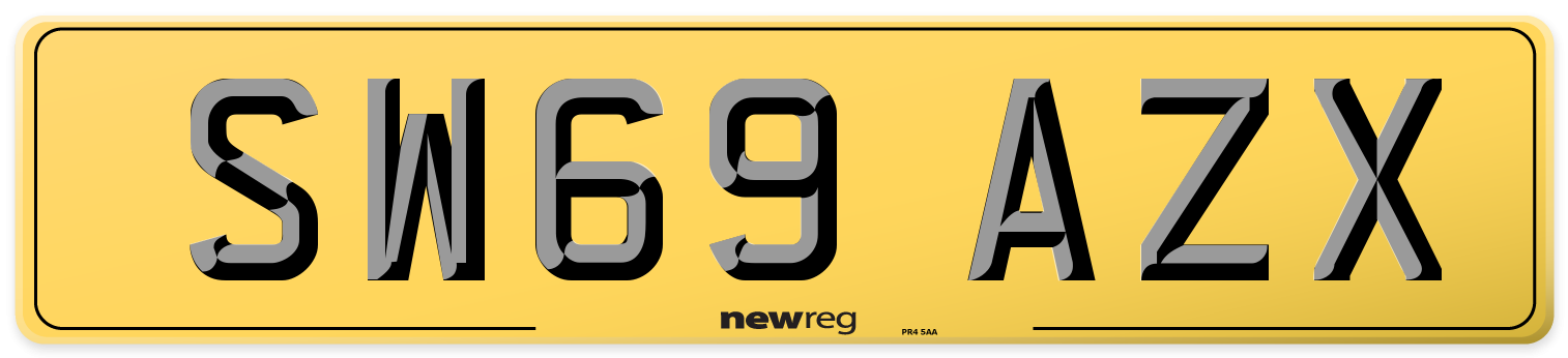 SW69 AZX Rear Number Plate