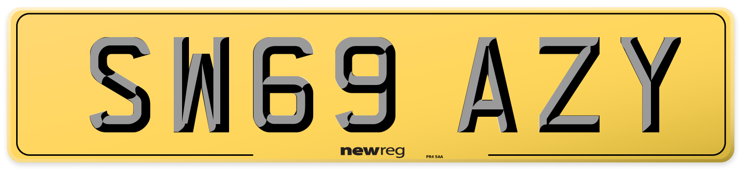 SW69 AZY Rear Number Plate