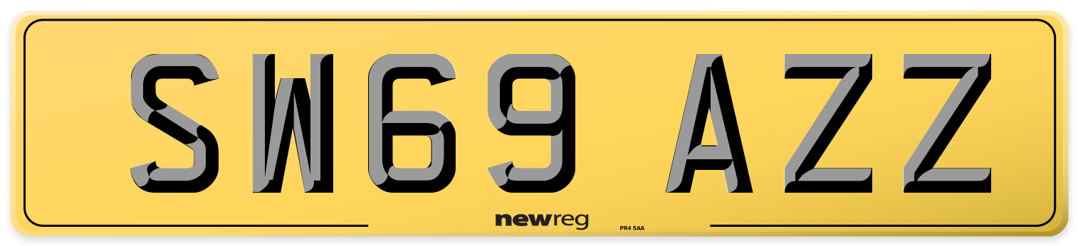 SW69 AZZ Rear Number Plate
