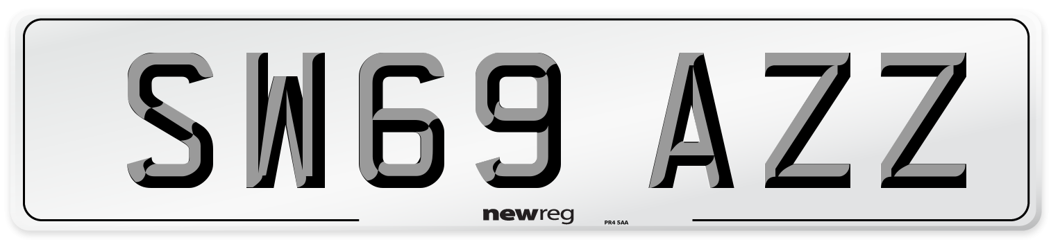 SW69 AZZ Front Number Plate