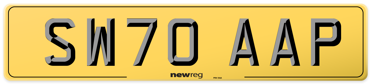 SW70 AAP Rear Number Plate