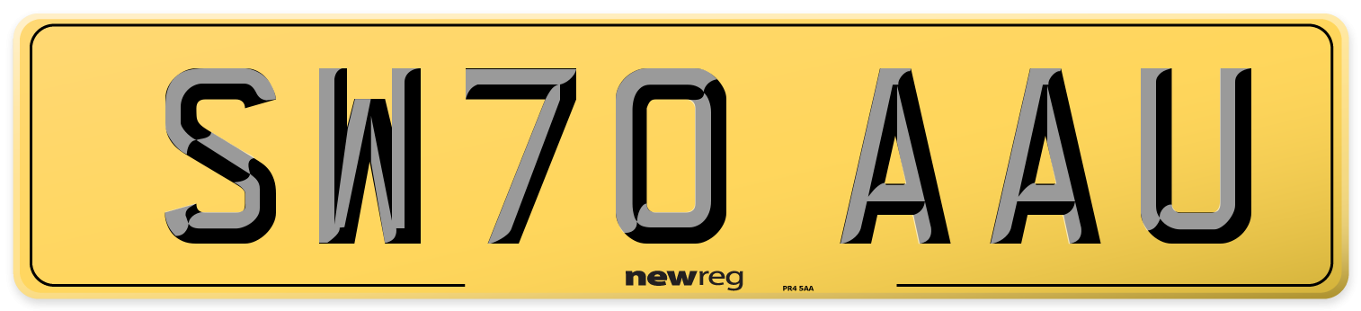 SW70 AAU Rear Number Plate