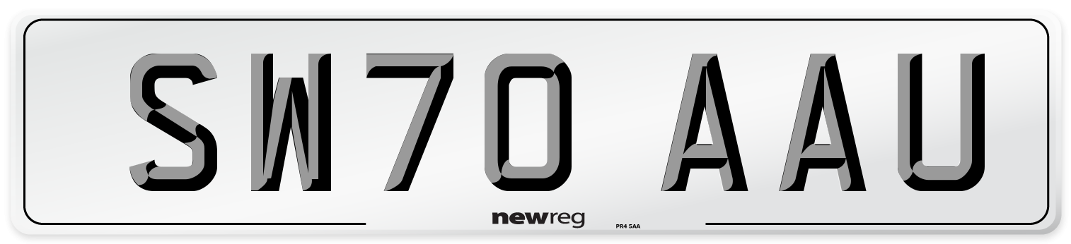 SW70 AAU Front Number Plate