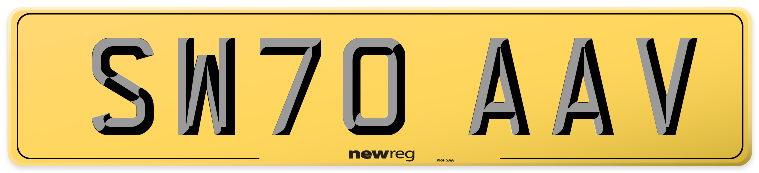 SW70 AAV Rear Number Plate