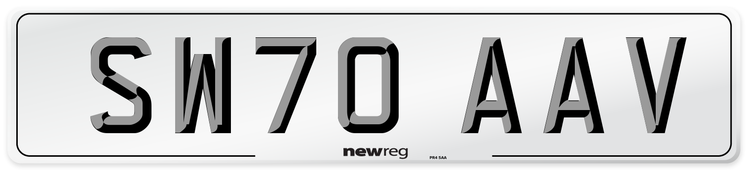 SW70 AAV Front Number Plate