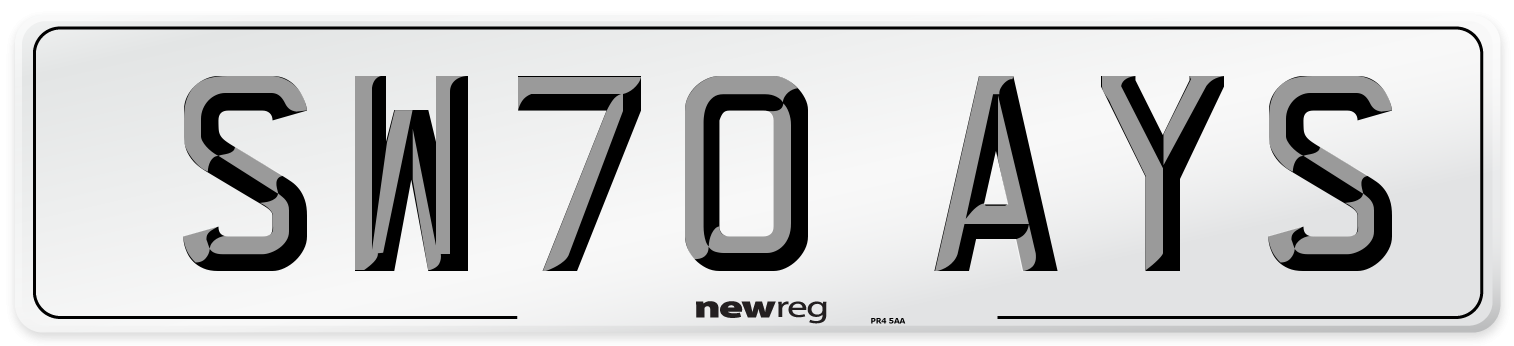SW70 AYS Front Number Plate