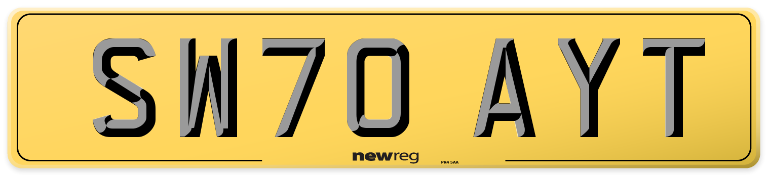 SW70 AYT Rear Number Plate