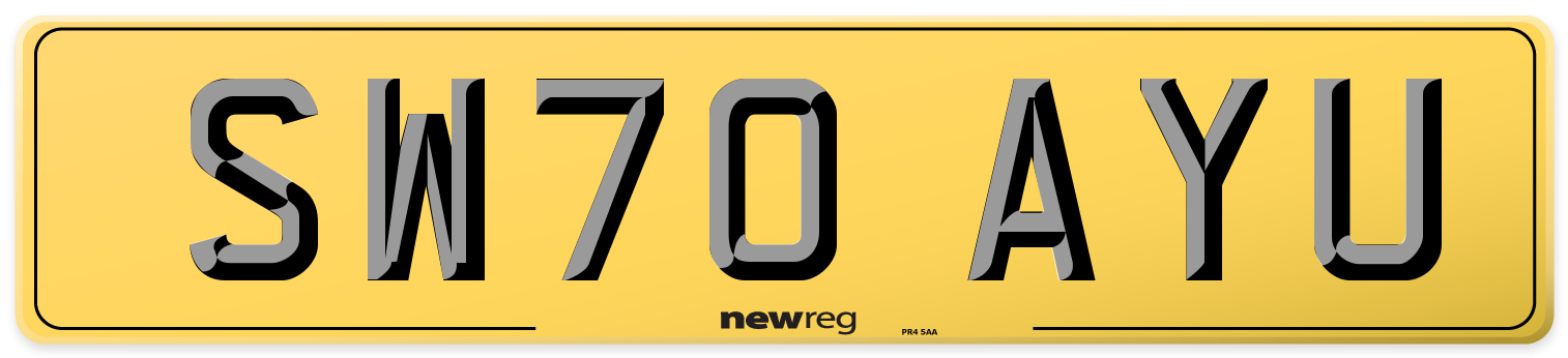 SW70 AYU Rear Number Plate