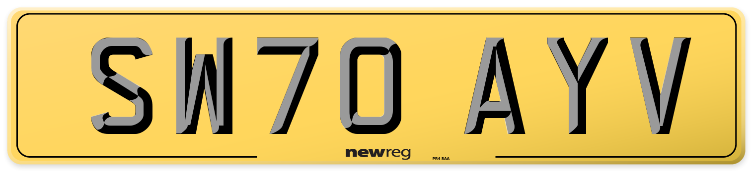 SW70 AYV Rear Number Plate