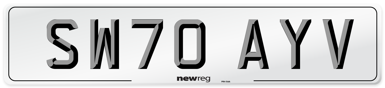 SW70 AYV Front Number Plate