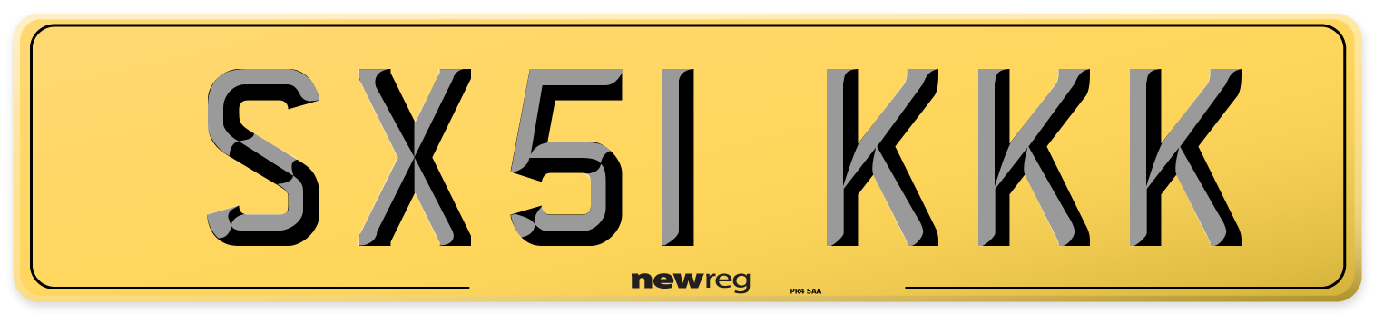 SX51 KKK Rear Number Plate