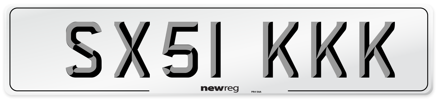 SX51 KKK Front Number Plate