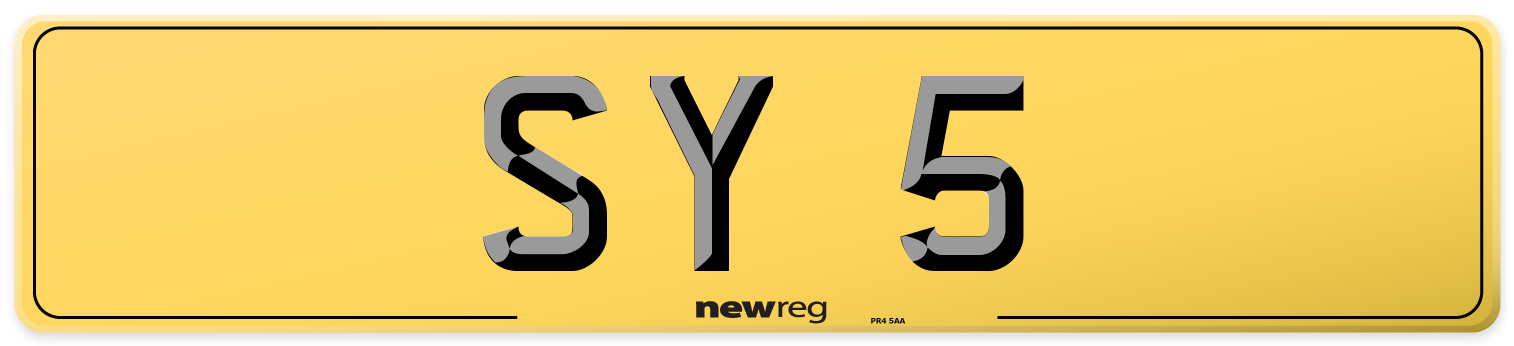 SY 5 Rear Number Plate