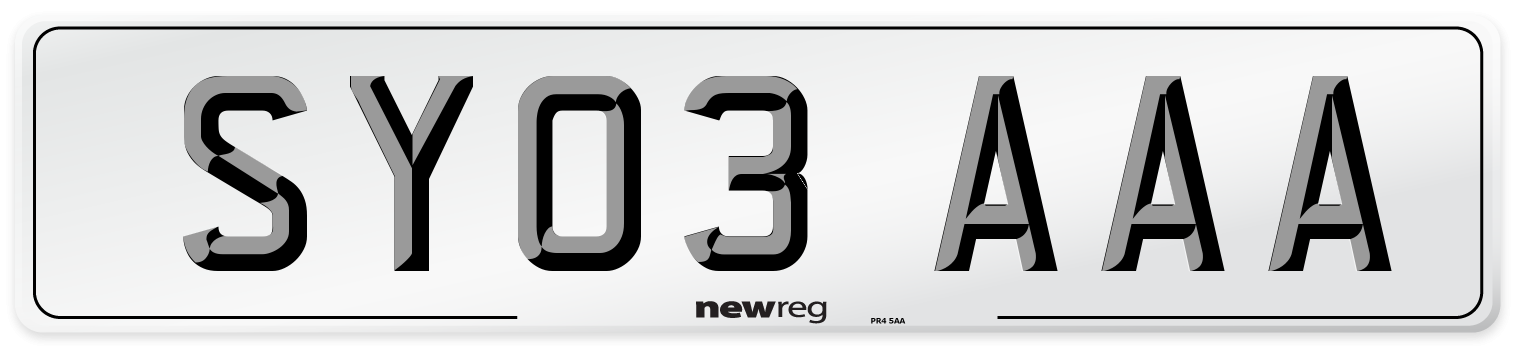 SY03 AAA Front Number Plate