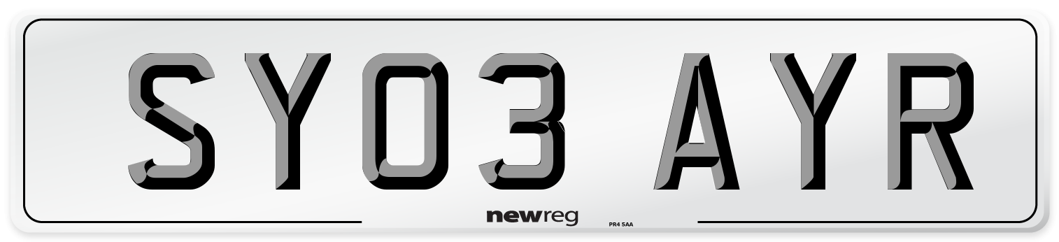 SY03 AYR Front Number Plate