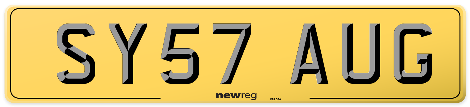 SY57 AUG Rear Number Plate