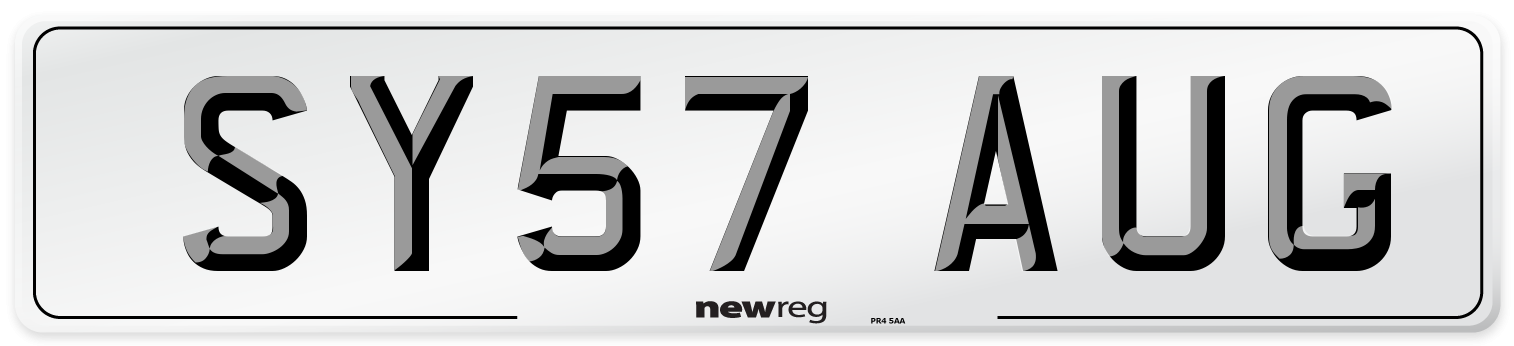 SY57 AUG Front Number Plate