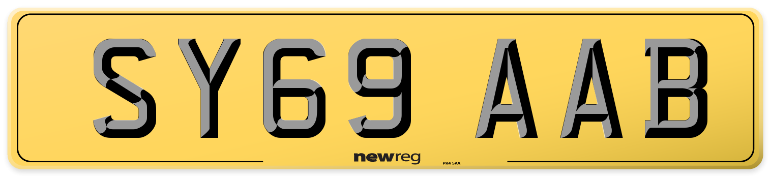 SY69 AAB Rear Number Plate