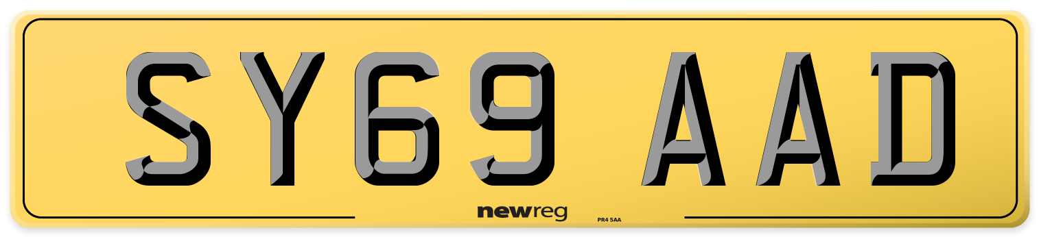 SY69 AAD Rear Number Plate