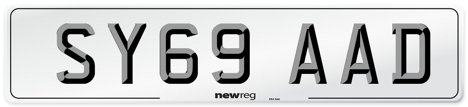 SY69 AAD Front Number Plate