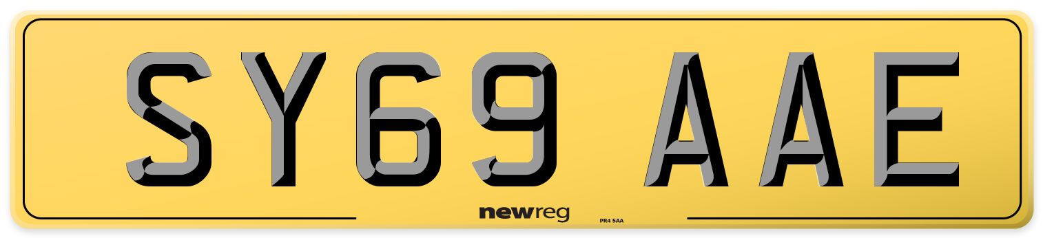 SY69 AAE Rear Number Plate