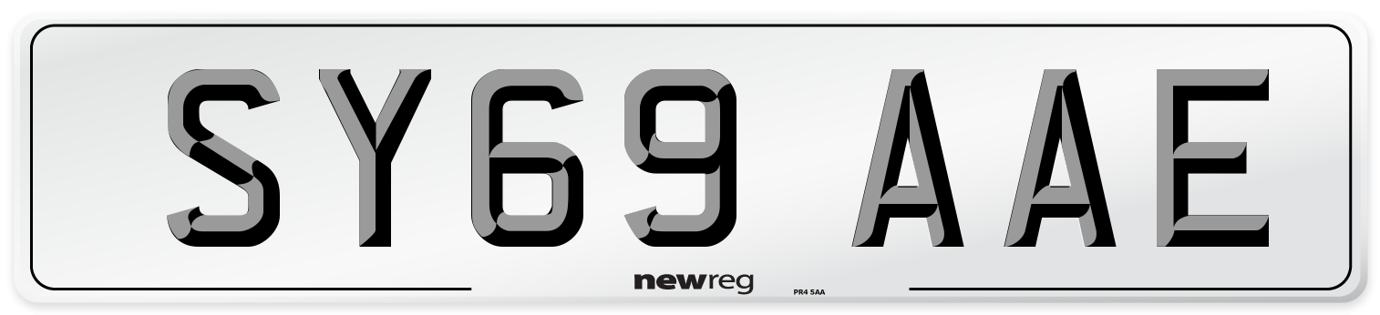 SY69 AAE Front Number Plate