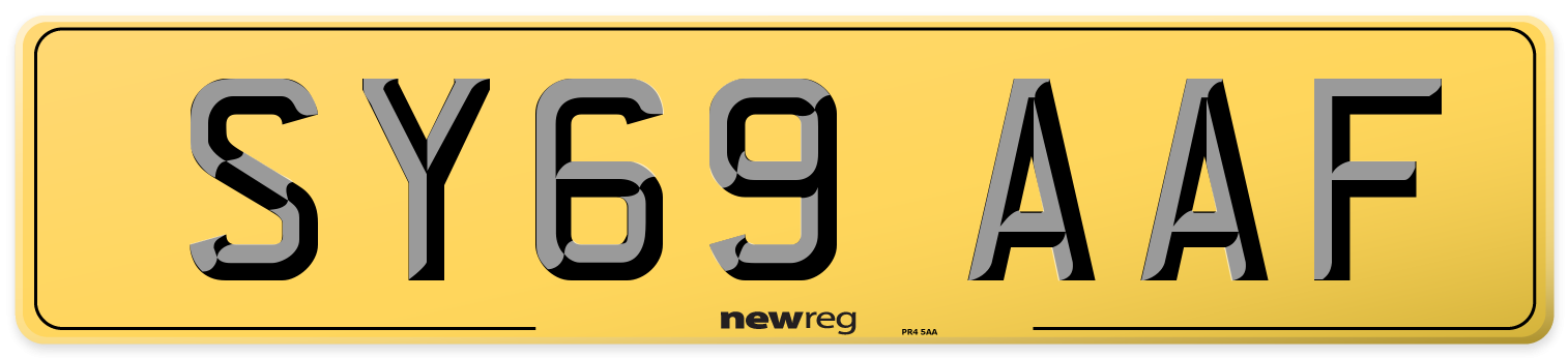 SY69 AAF Rear Number Plate