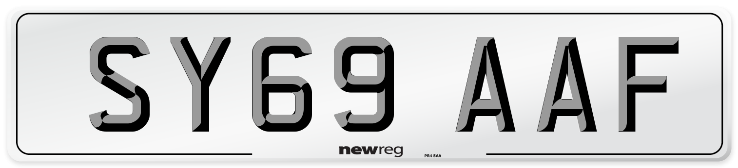 SY69 AAF Front Number Plate
