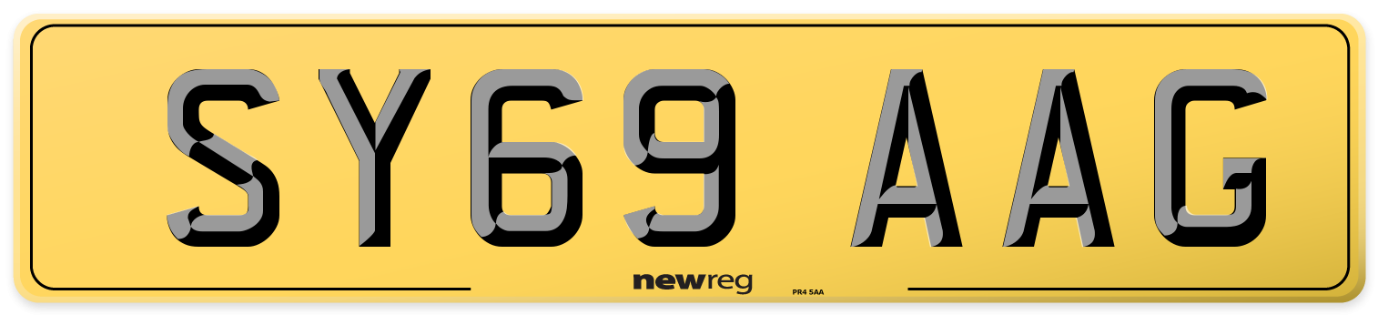 SY69 AAG Rear Number Plate