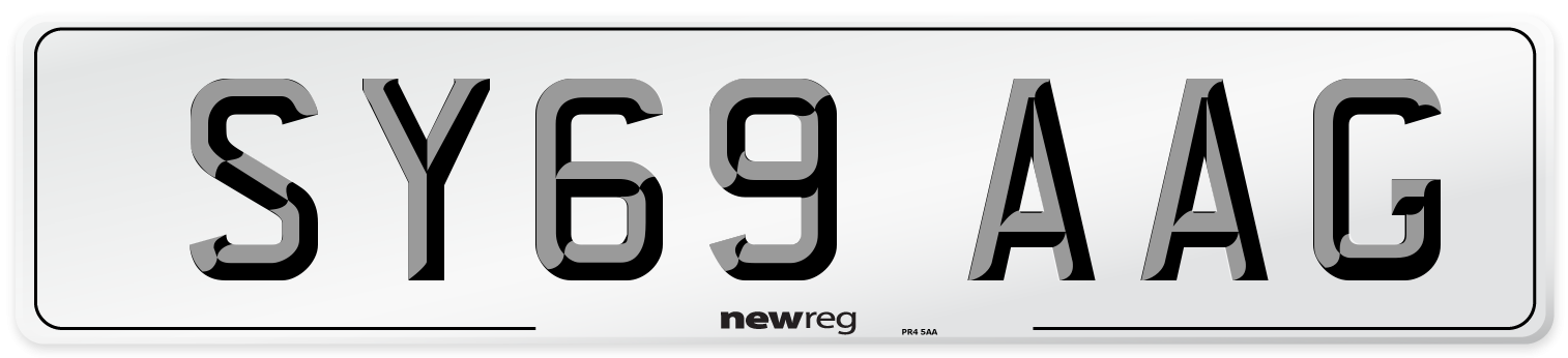 SY69 AAG Front Number Plate
