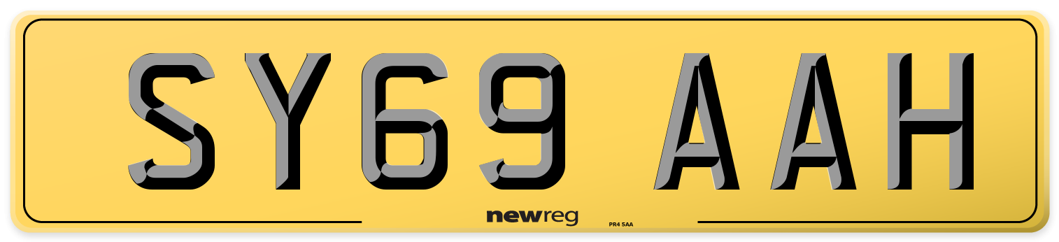 SY69 AAH Rear Number Plate