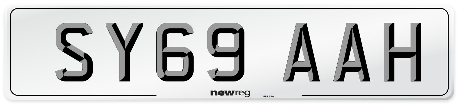 SY69 AAH Front Number Plate