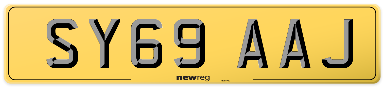 SY69 AAJ Rear Number Plate