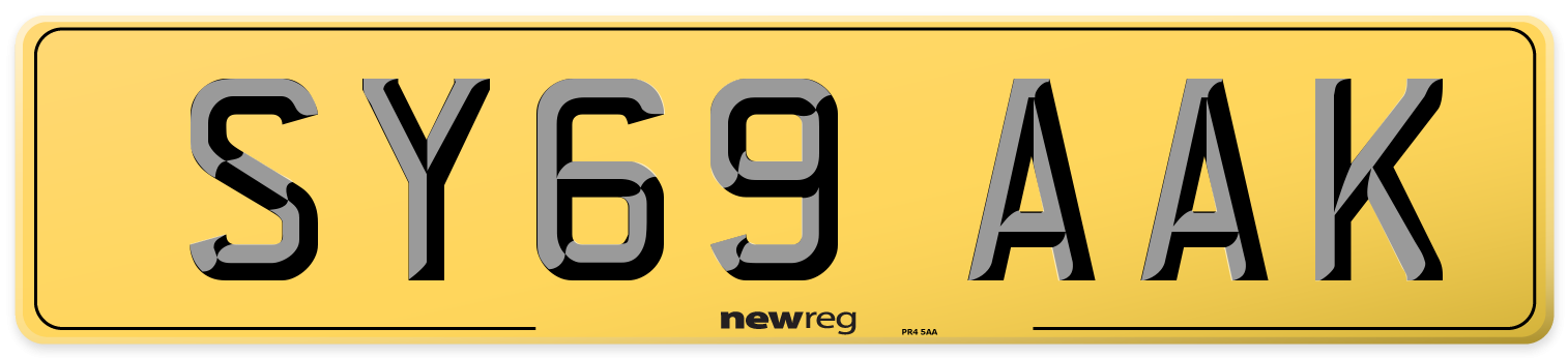 SY69 AAK Rear Number Plate