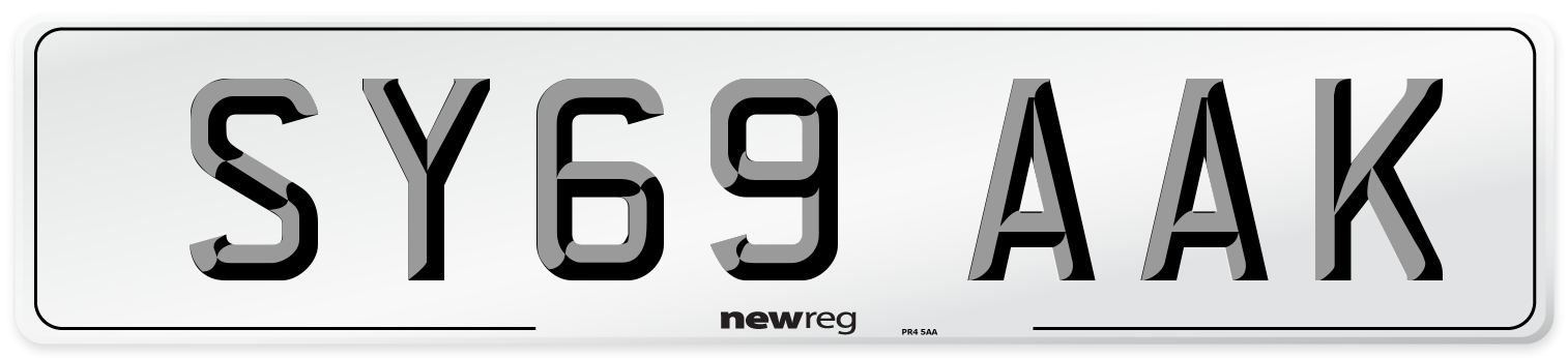 SY69 AAK Front Number Plate