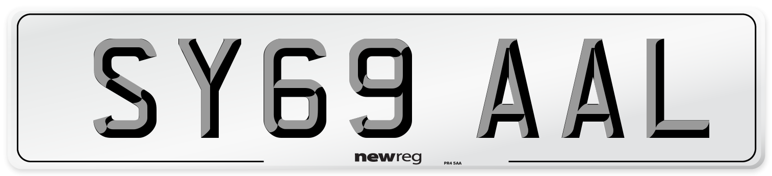 SY69 AAL Front Number Plate