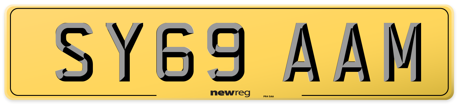 SY69 AAM Rear Number Plate