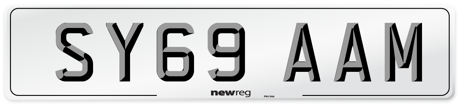 SY69 AAM Front Number Plate