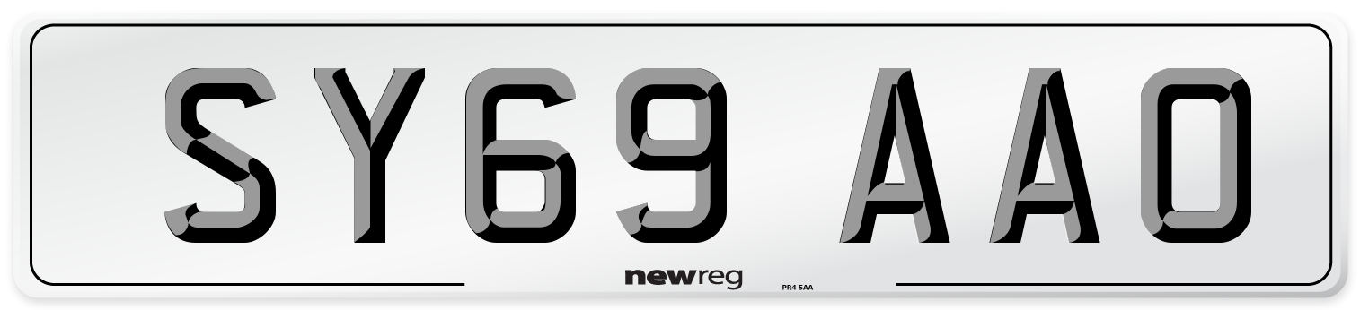 SY69 AAO Front Number Plate