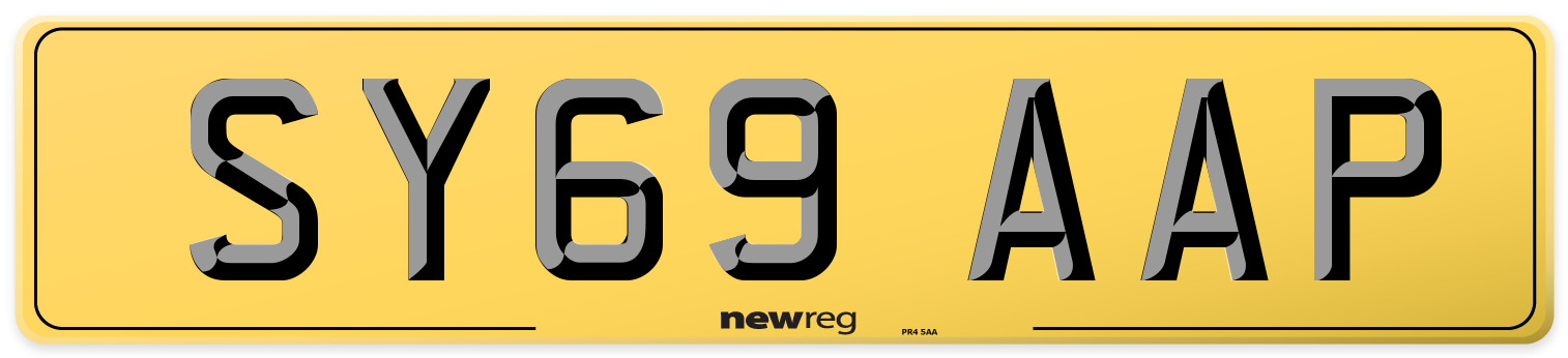 SY69 AAP Rear Number Plate