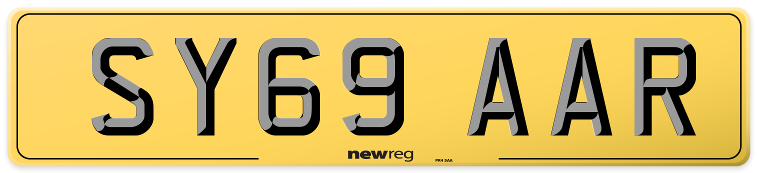 SY69 AAR Rear Number Plate